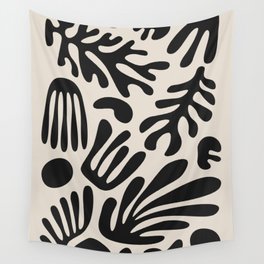 Matisse Cut Outs Ecru Beige Black Mid Century Modern Art Wall Tapestry