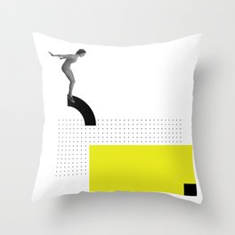 JUMP, Collage Art, Black and White photo, Graphic Art Throw Pillow