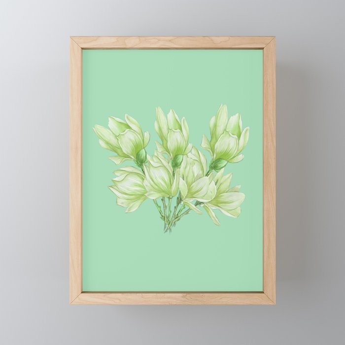 Bunch Of Light Green Flowers Framed Mini Art Print