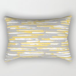 Colorful Stripes, Abstract Art, Yellow and Gray Rectangular Pillow