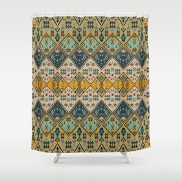 Boho Oriental Traditional Berber Handmade Moroccan Fabric Style Shower Curtain