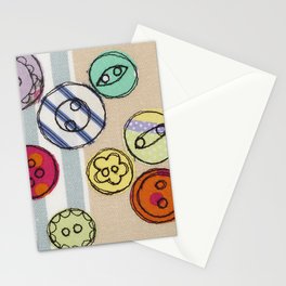 Embroidered Button Illustration Stationery Cards