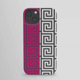 Funky Geometric Greek Shapes in Hot Pink iPhone Case
