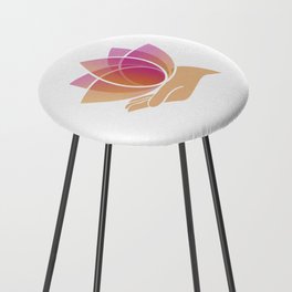 Hand holding a pink lotus flower	 Counter Stool