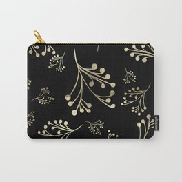 Holiday Flourishes in Digital Gold Foil Design on Black Carry-All Pouch
