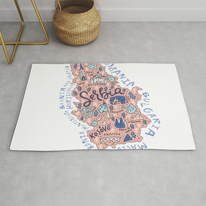 Map of Serbia Rug
