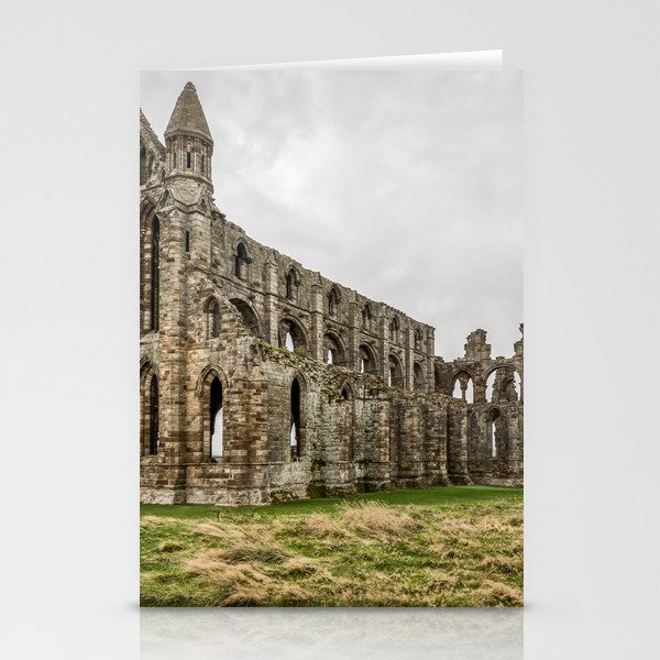 Great Britain Photography - Whitby Abbey Under The Gray Cloudy Sky Stationery Cards