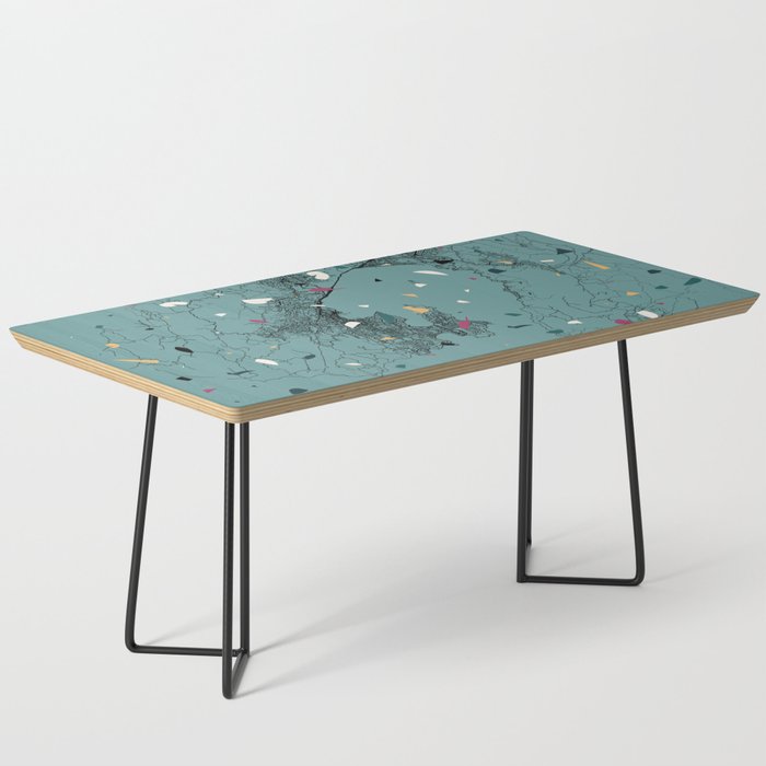 Wellington - New Zealand - Terrazzo Blue Illustrated Map Coffee Table