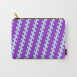 [ Thumbnail: Dark Orchid and Powder Blue Colored Striped/Lined Pattern Carry-All Pouch ]