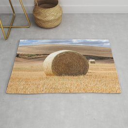 Wheat Bale Photography Print Rug