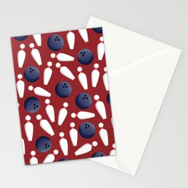 Cute Bowling Pins Print Bowler Gifts Pattern Stationery Card