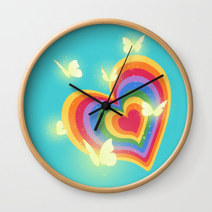 Rainbow heart Wall Clock