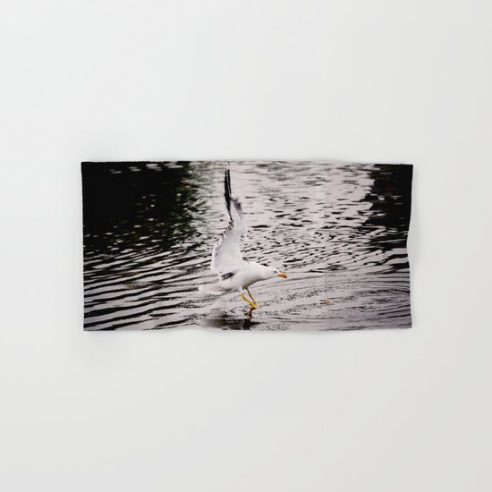 Seagull dancing on the lake Hand & Bath Towel
