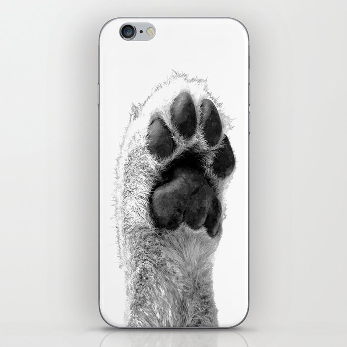 Black and White Dog Paw iPhone Skin