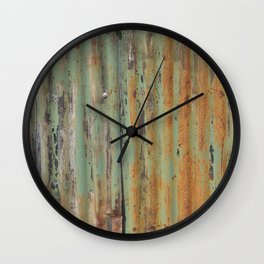 corrugated rusty metal fence paint texture Wall Clock