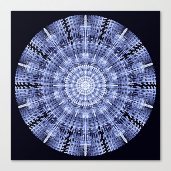Grunge blue snowflake in a circle Canvas Print