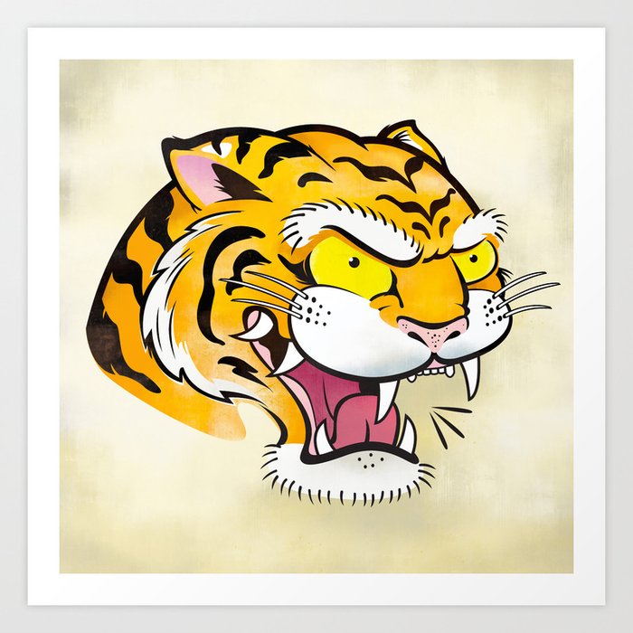 Tiger Tattoo Flash Art Print