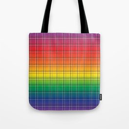 65 MCMLXV LGBT Rainbow Ombre Plaid Pattern Tote Bag