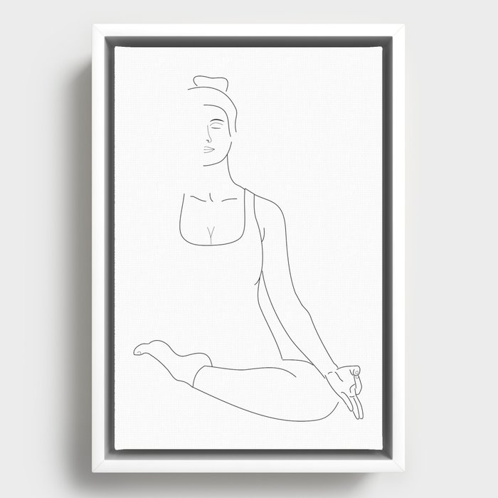 Simple Line Yoga - Lotus Framed Canvas