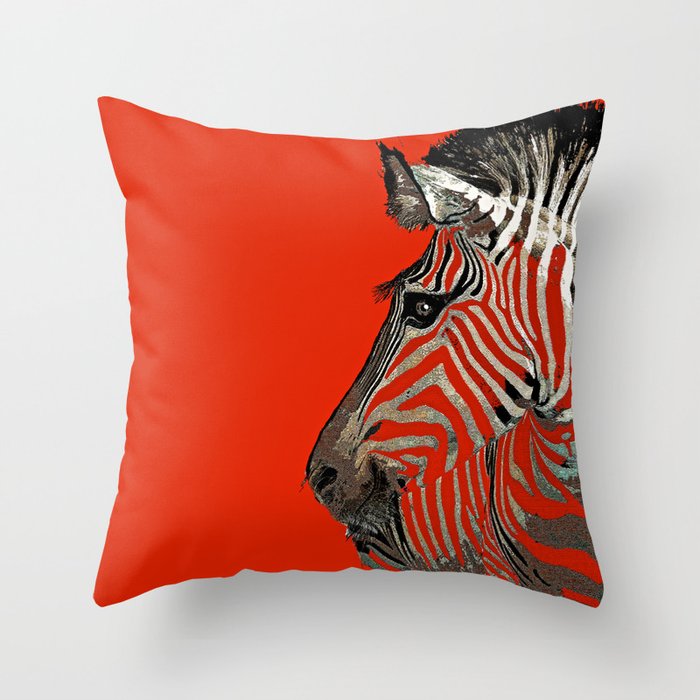 Zebra Red Throw Pillow