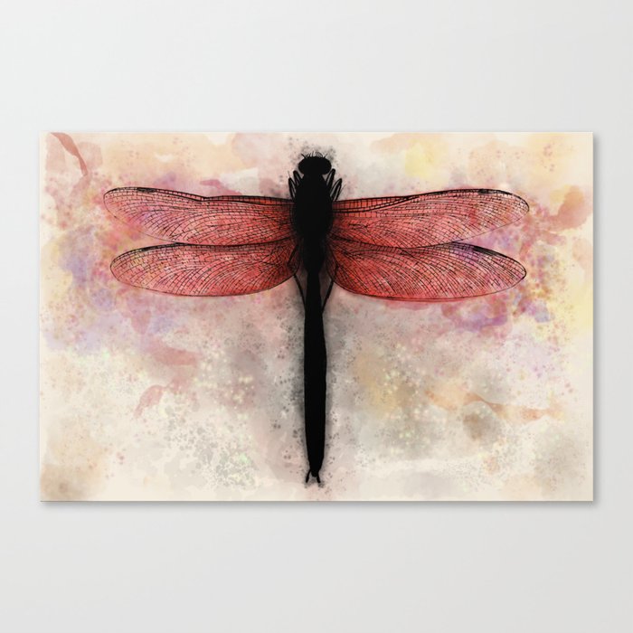 Stained watercolor dragonfly Canvas Print