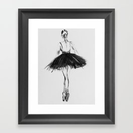 Ballerina, black white, pastel, charcoal Framed Art Print