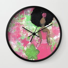 Dripping Pink and Green Angel Wall Clock