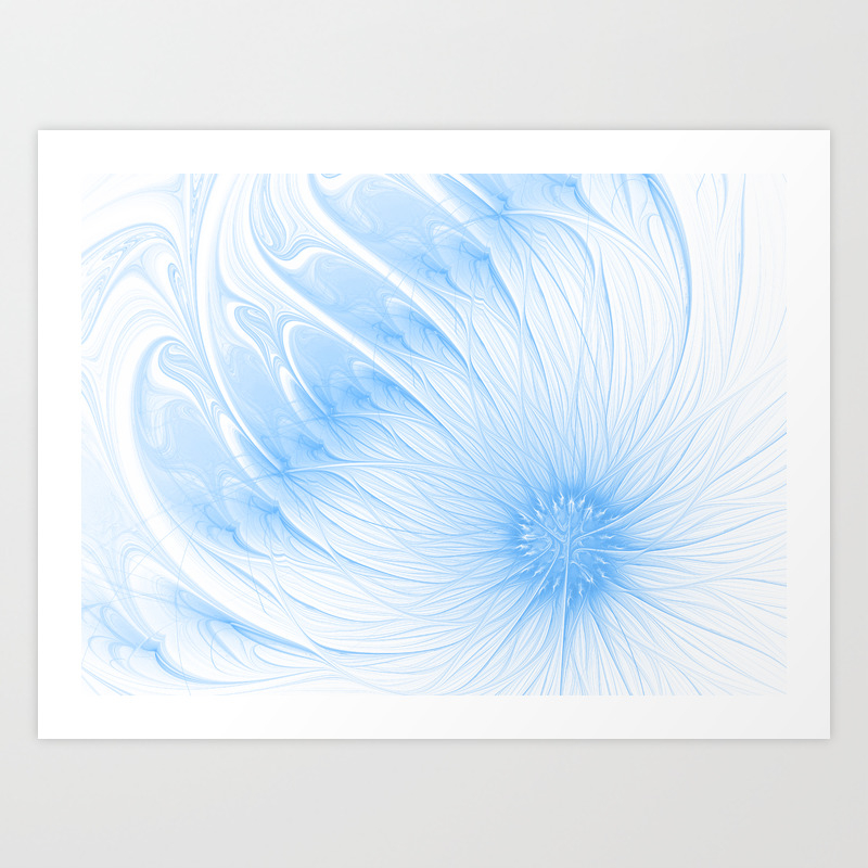 Blue White Flower Abstract Digital Painting Cute Floral Pattern