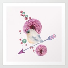 Cute Bird and Dandelion Art Print