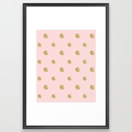 Happy Polka Dots Gold on Blush #1 #decor #art #society6 Framed Art Print