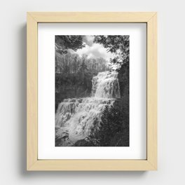 Chittenango Waterfall in Black and White Rural / Rustic Landscape Photo Recessed Framed Print