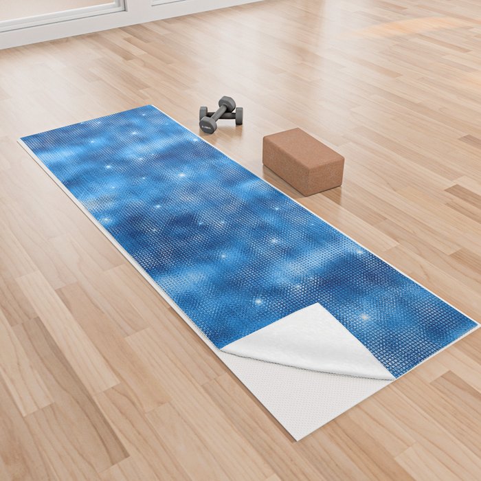 Glam Royal Blue Diamond Shimmer Glitter Yoga Towel