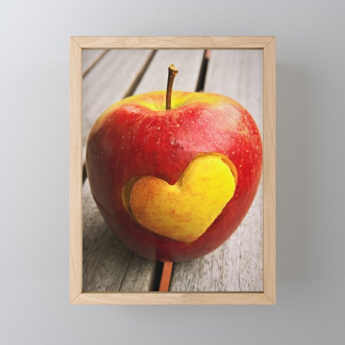 Apple Love Fruit Photo Framed Mini Art Print