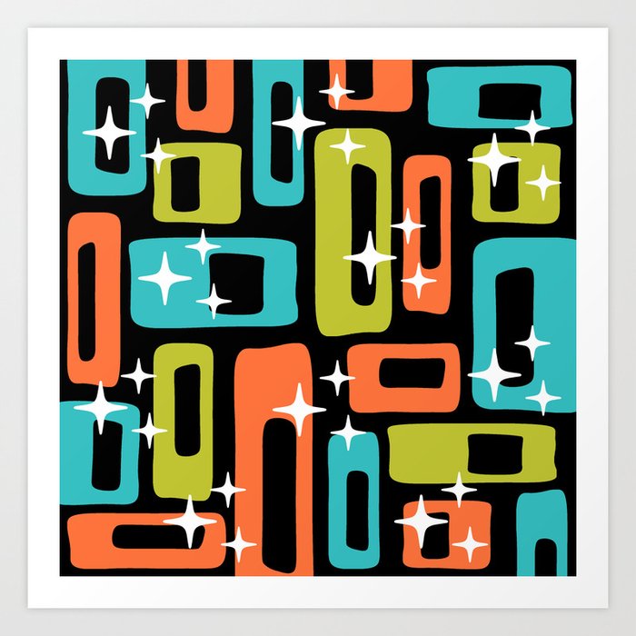 Retro Mid Century Modern Abstract Pattern 222 Orange Chartreuse