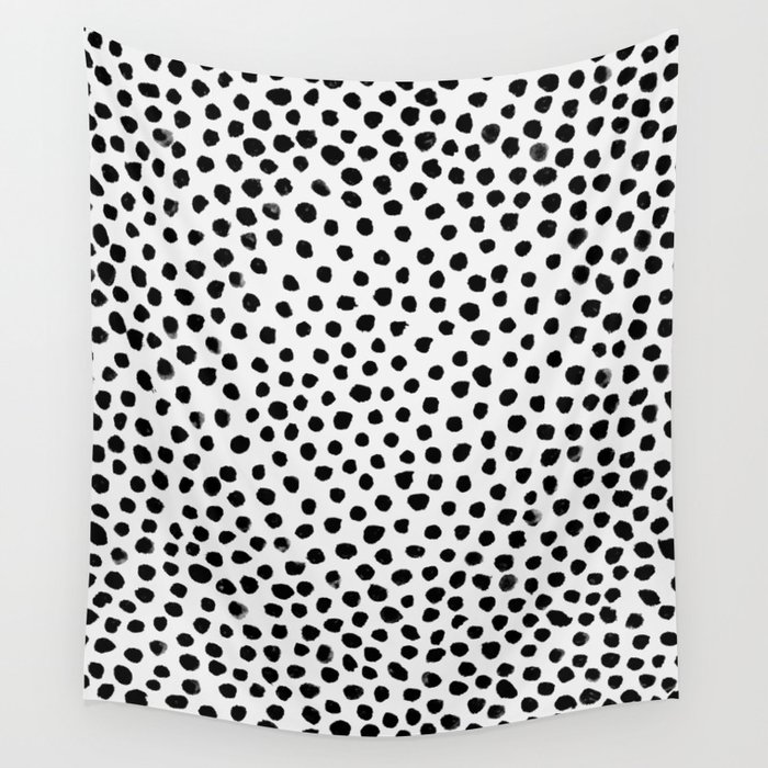 Painterly Black Dots Wall Tapestry