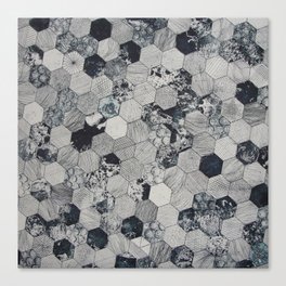 Black and White Honeycomb Canvas Print