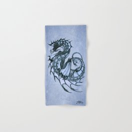 "Tsunami" by Amber Marine ~ Sea Dragon (Ice Blue Version) ~ Graphite Illustration, (Copyright 2005) Hand & Bath Towel
