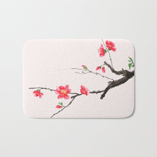 red Japan begonia Bath Mat