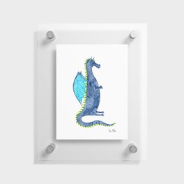 Navy Watercolor Dragon Floating Acrylic Print