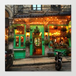 Green Cafe in Old Montreal Canvas Print