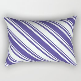 [ Thumbnail: Dark Slate Blue & Mint Cream Colored Stripes/Lines Pattern Rectangular Pillow ]
