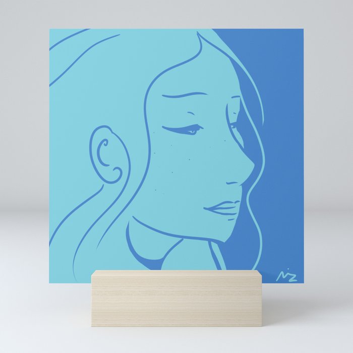 serene blue Mini Art Print