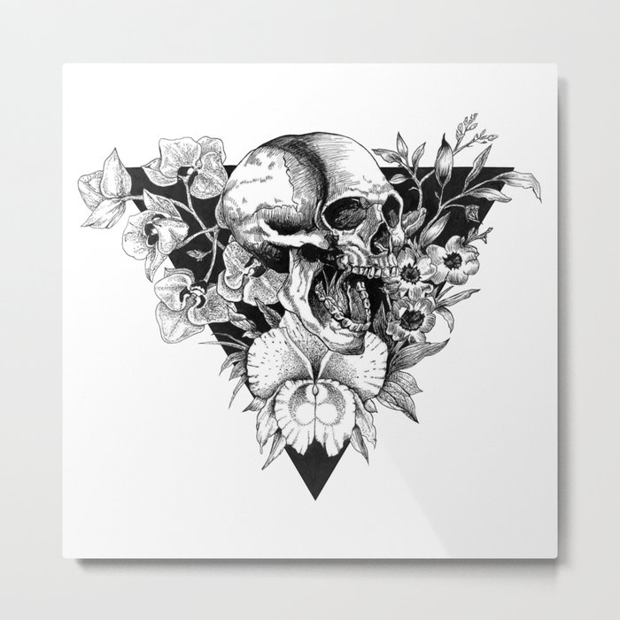 Orchid Skull Metal Print