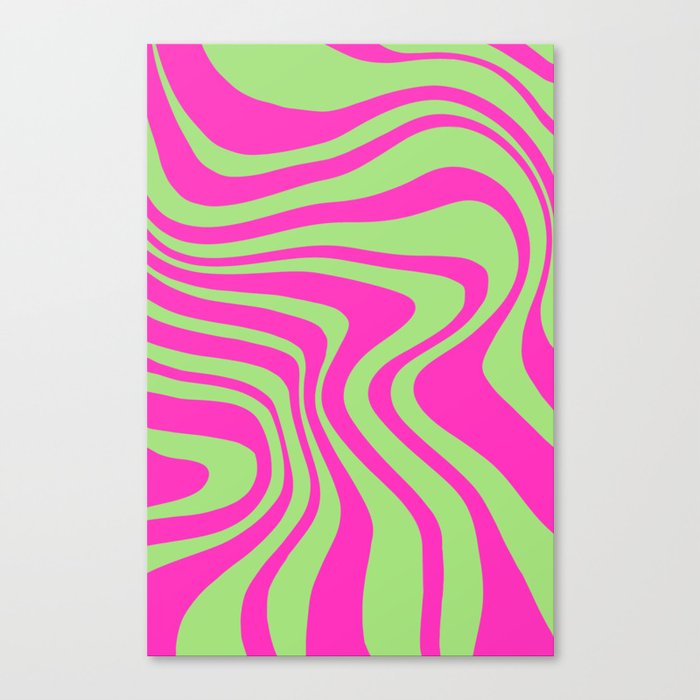 Neon green and fushia swirls Canvas Print