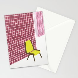 Yellow chair in a red room Stationery Cards
