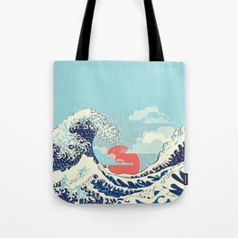 The Great Wave off Kanagawa stormy ocean with big waves Tote Bag