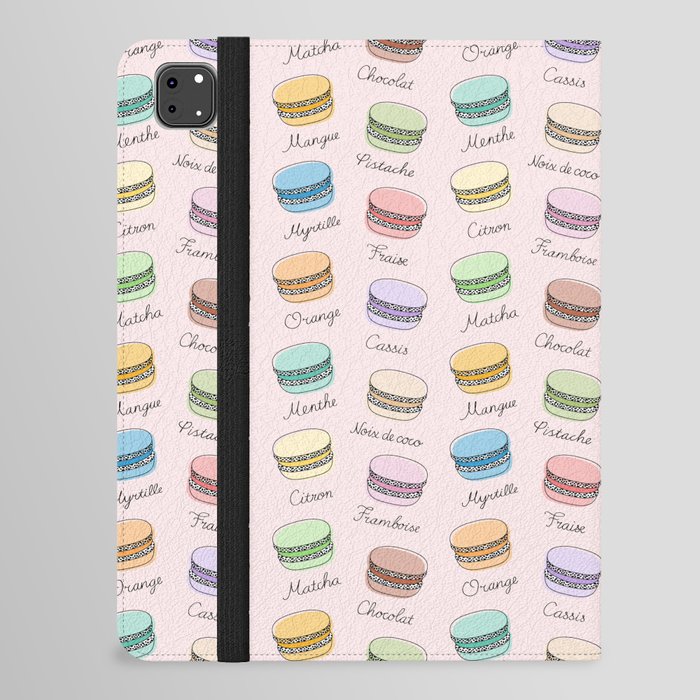 French Macarons Pattern on Misty Rose iPad Folio Case