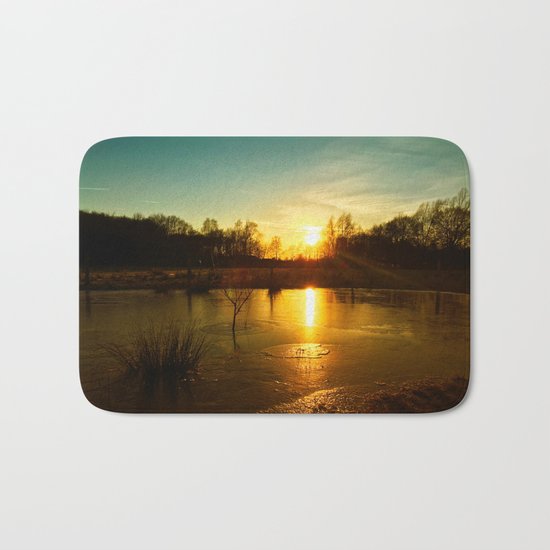 Winterlandscape with sunset Bath Mat