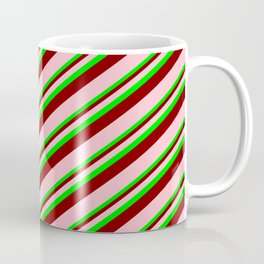 [ Thumbnail: Lime, Maroon, and Pink Colored Stripes/Lines Pattern Coffee Mug ]