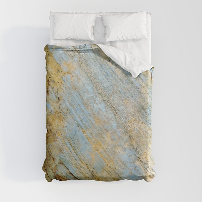 Blue and Gold Marble Duvet Cover